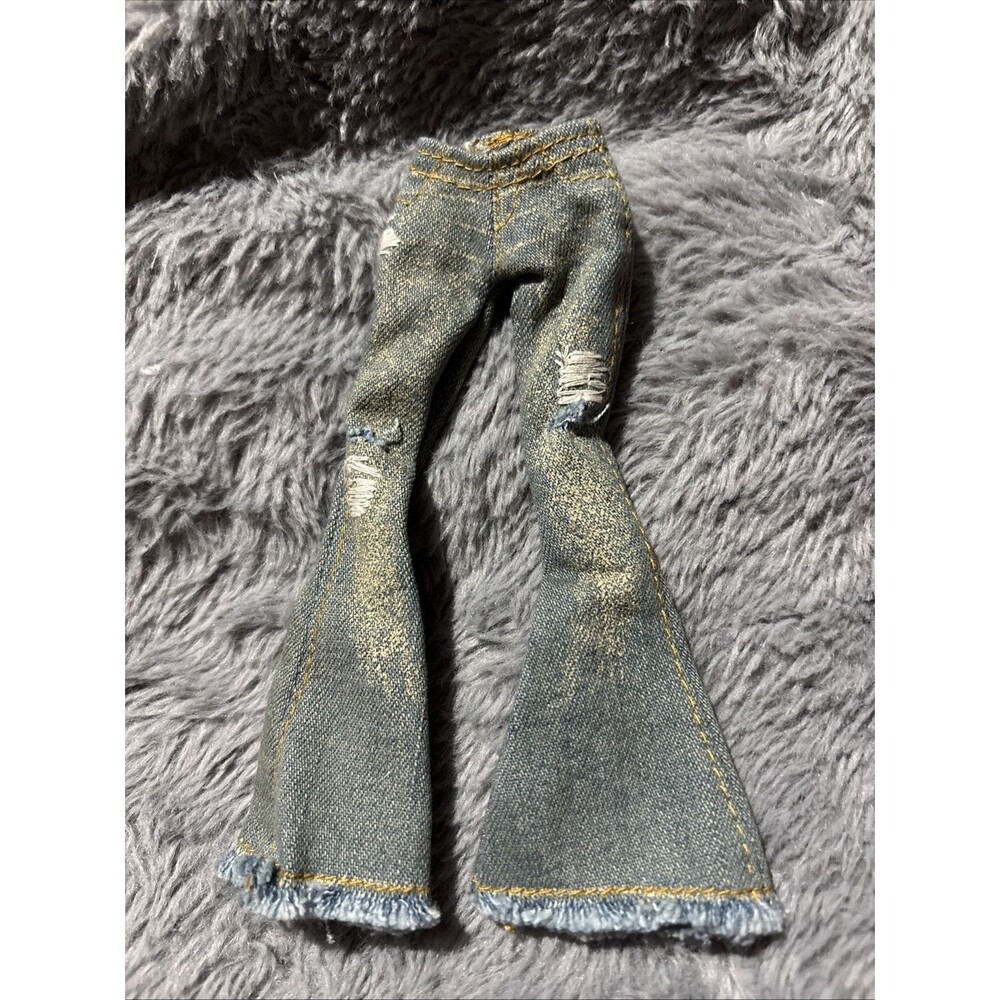 Vintage Bratz Doll Bell Bottoms Distressed Jeans Fringe Hem Fashion Clothes